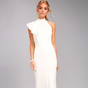 White Margaux One Shoulder Maxi Dress